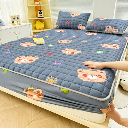 Thick Mattress Cover Cartoon Style Bedspread Quilted Bed Cover for Home Adults Kids Bed Linen fundas de colchón (No Pillowcase).