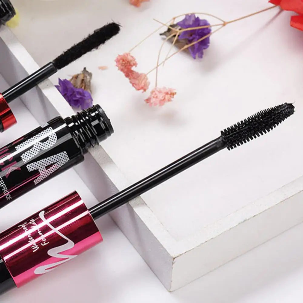 Fiber Silk Mascara Set Double Tube Natural Waterproof Dense Long Lasting No Halo Dye Mascara Beauty Makeup Extension Cream.