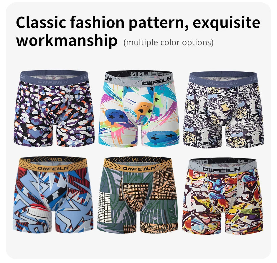 4/6Pcs Herrenmode Druck Lange Unterwäsche Jugendliche Für Erwachsene Multi-größe Bequeme Sport Boyshort Plus größe Fitness Shorts