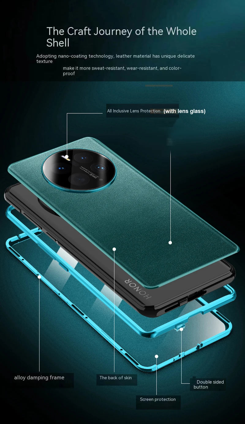 Luxury Leather Glass 360° Cover for Honor Magic 6 7 Pro HD Shockproof Bumper Phone Case Funda for Honor Magic 6 5 4 Lite 5G.