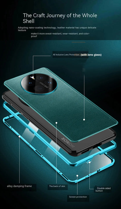 Luxury Leather Glass 360° Cover for Honor Magic 6 7 Pro HD Shockproof Bumper Phone Case Funda for Honor Magic 6 5 4 Lite 5G.