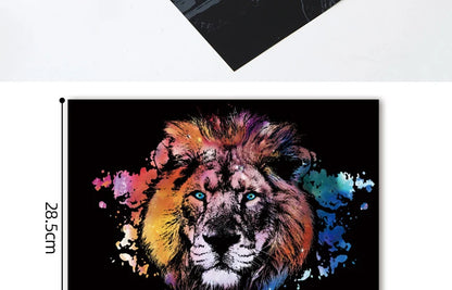 2 Sheets Animal Scratch Art Paper Set with Stylus DIY Rainbow Craft Lion Unicorn Cat Dog Painting Toy Creative Kids Adults Gift.