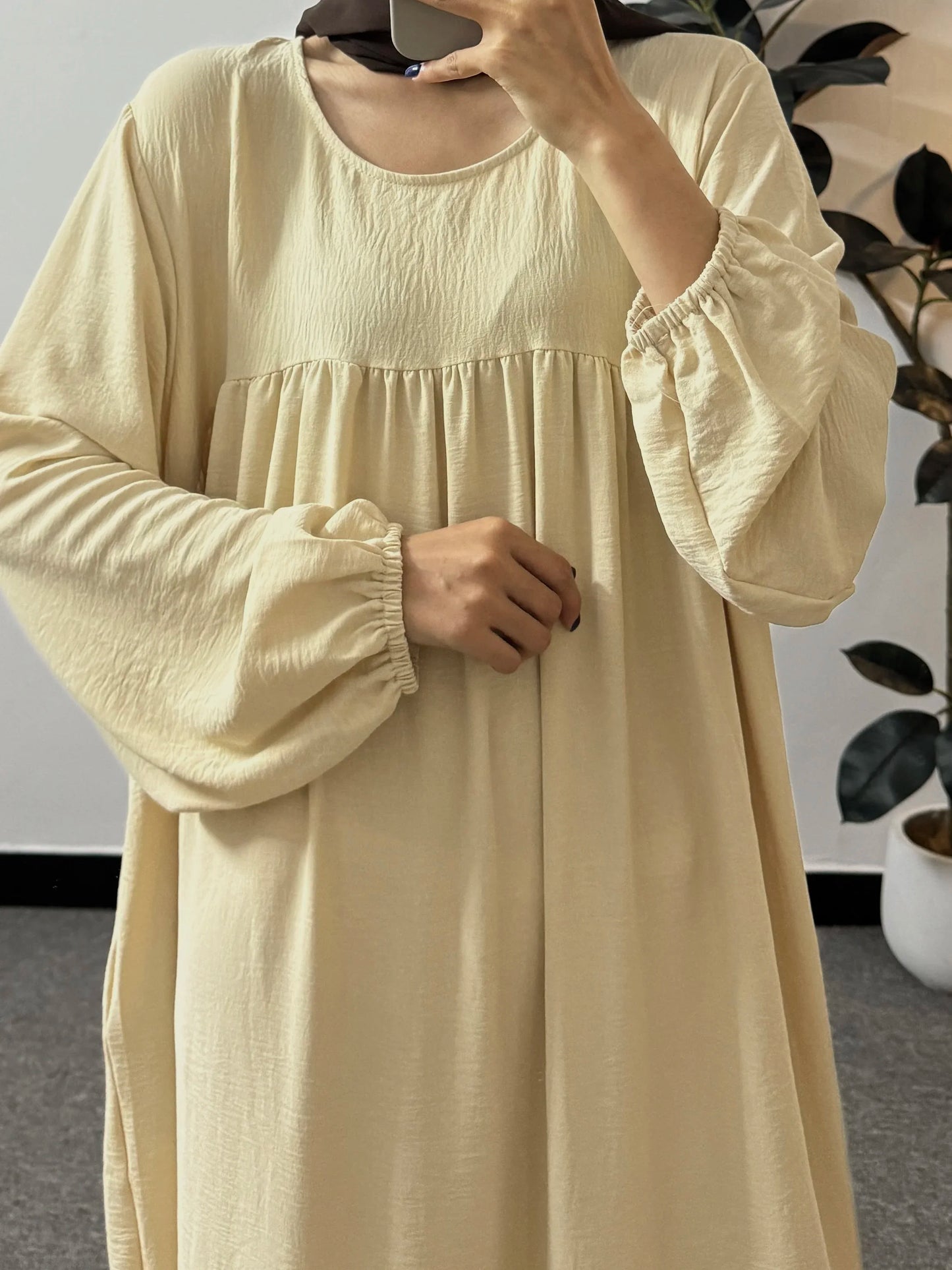 Full Sleeve Loose Maxi Prayer Dress Muslim Modest Dresses Jilbabs Casual Solid Pockets Robe Long Ramadan Dress Women Abayas.