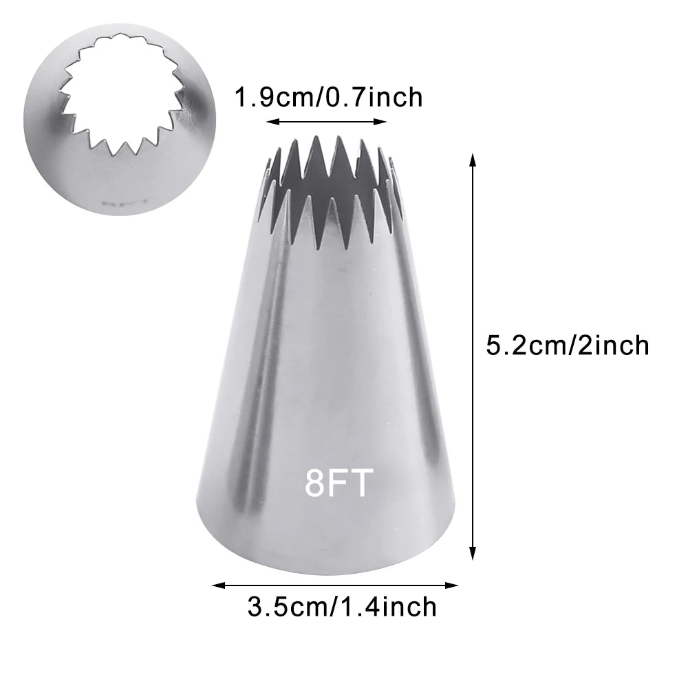 7FT 8FT 9FT Cake Decorating Tips Set Russian Open Star Piping Nozzles Tips Cupcake Cookies Icing Piping Pastry Nozzles.