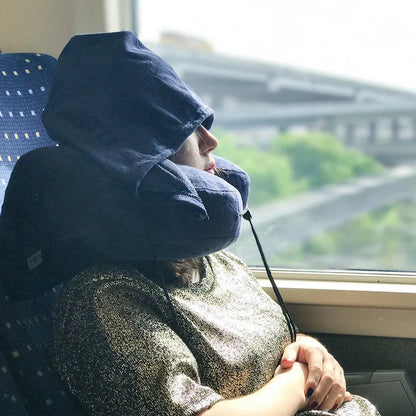 Outdoor U Shaped Memory Foam Neck Pillow Adjustable Portable Multifunctional Airplane Sleeping Support Massage Protection Pillow.