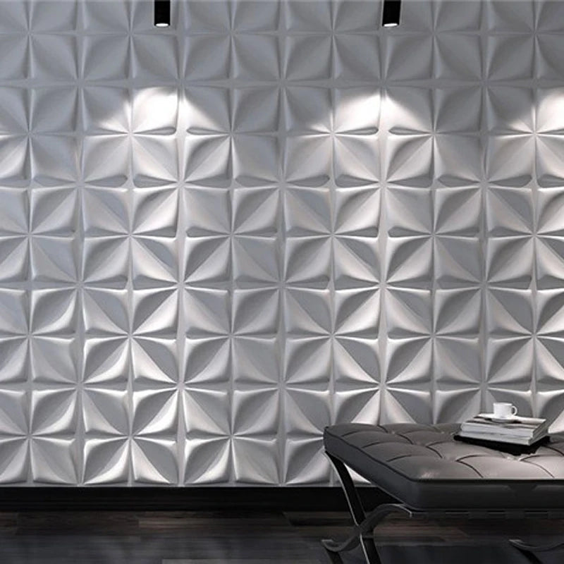 12pcs 30cm Decorative 3D Wall Panel wave Diamond Design Not self-adhesive plastic tiles 3D wall sticker room Bathroom wall paper
