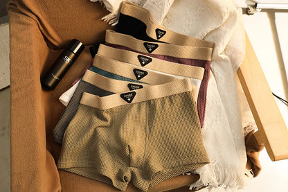 4 Stück Herren-Boxershorts, Eisseide, Unterwäsche, Unterhose, kühl, atmungsaktiv, sexy, schlankes Höschen, Netz-Dessous