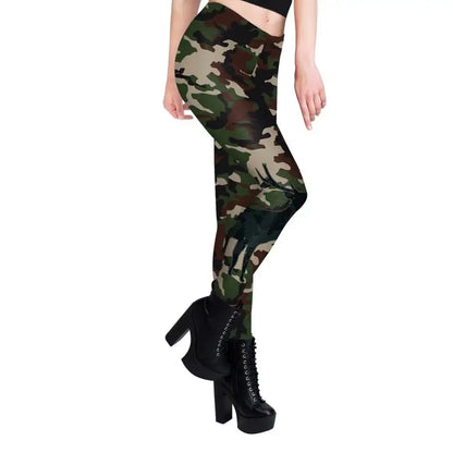 NADANBAO Leggings Women Sporty Pants Camouflage Green Star print Outdoor Hiking Fitness Workout Elastic Sexy Tights Trousers.