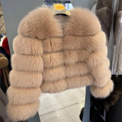 QUEENTINA Fuchspelzmantel Echt Winter Damen Neue Mode Flauschig 2025 Leder und Haut Weiße Kleidung Natürlich Neu in Mäntel und Jacken