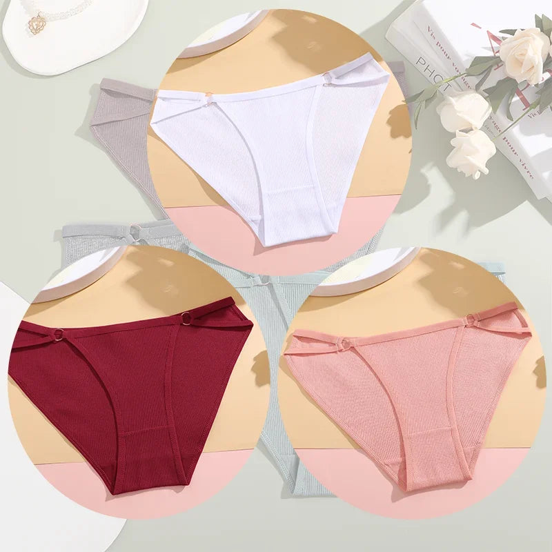 3PCS Women's Panties Sexy Breathable Underwear Comfortable Lingerie Cotton Striped Briefs Fashion Cozy Underpants Sale.