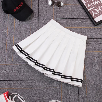 High Waist Women's Skirts Striped Pleated Elastic Waist Female Sweet Mini Dance Plaid Skirt Y2k Korean England Style.