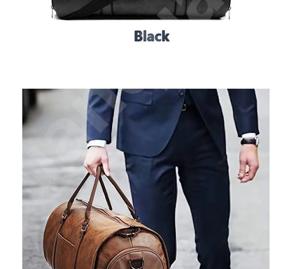 2025 Neue Herren-Anzugtasche aus Leder mit großem Fassungsvermögen, wasserdicht, für Wochenendaisen, Business, umwandelbare 2-in-1-Handgepäcktasche.