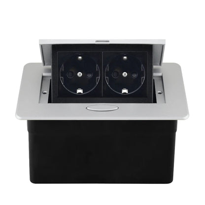 Tischsteckdose EU-Steckdose mit USB-Typ-C-Buchse im Theke Pop-Up-Buchse Desktop-Buchse Aluminiumabdeckung verdeckte Steckdose.