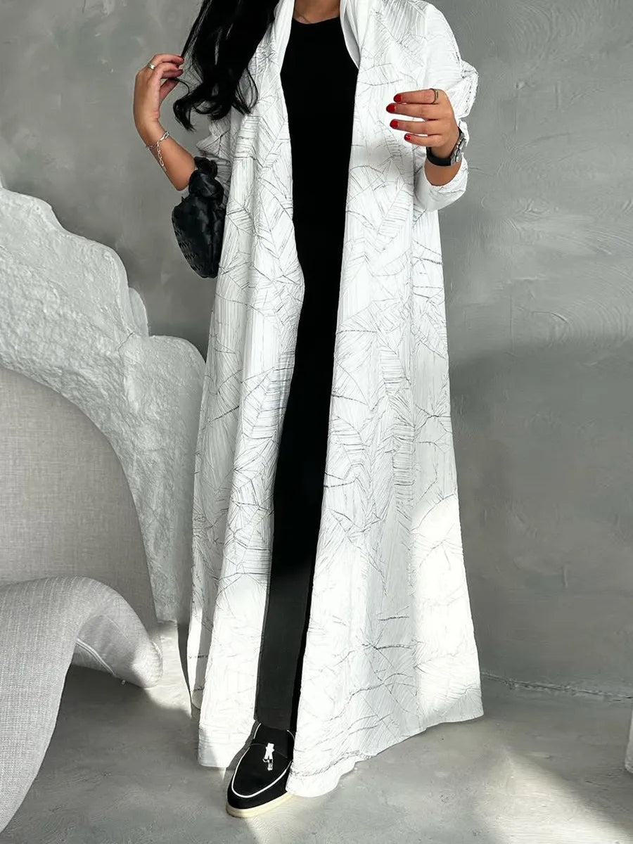 Women Muslim Arabic Abaya Luxury Fold Stripes Kimono Cardigan Coat Long Dress Kaftan Modest Robe Femme Islam Clothing Kebaya.