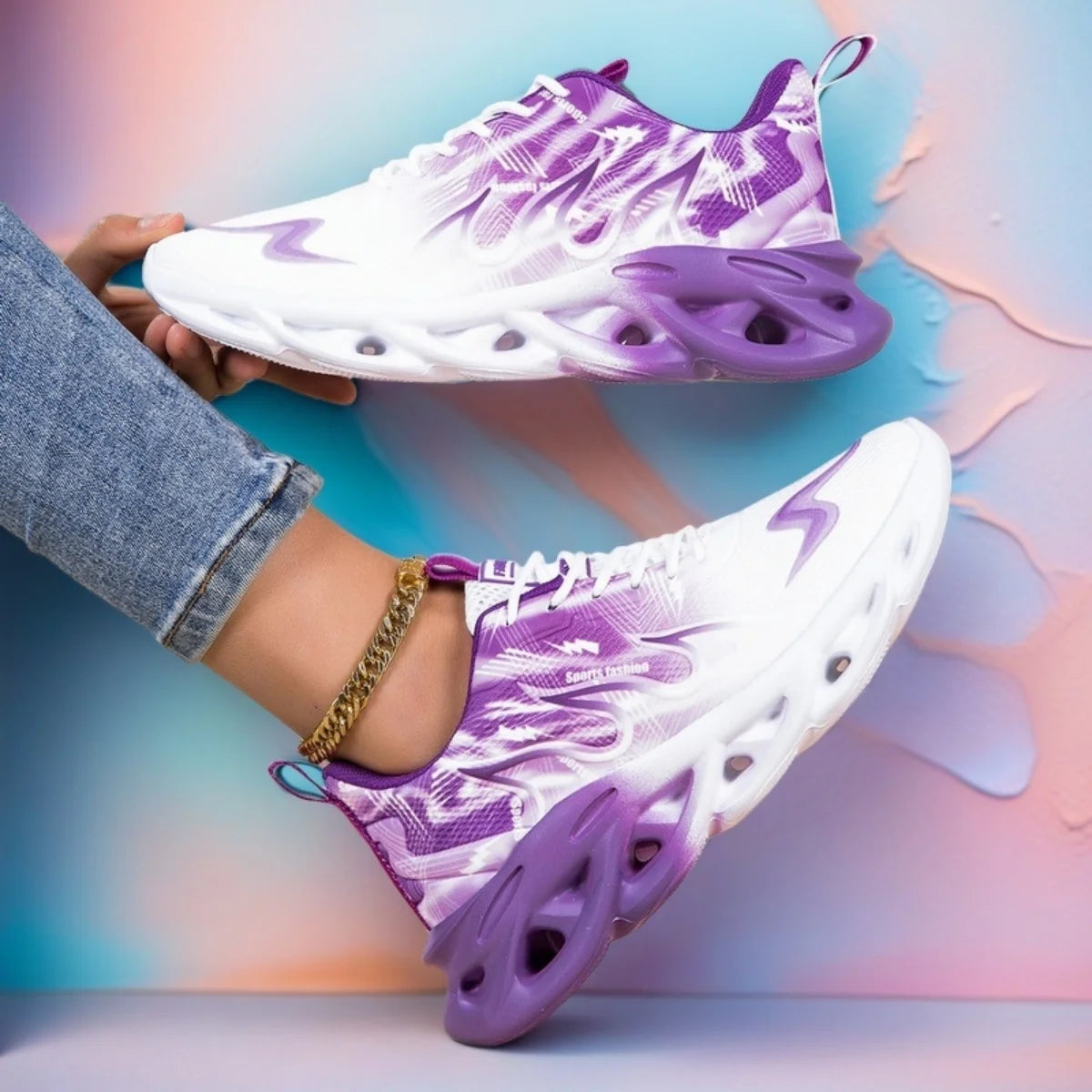 YRZL Unisex Running Shoes Men Women Lightweight Mesh Breathable Comfortable Flat Soft Tennis Shoes Summer Lace-up Sneakers Man