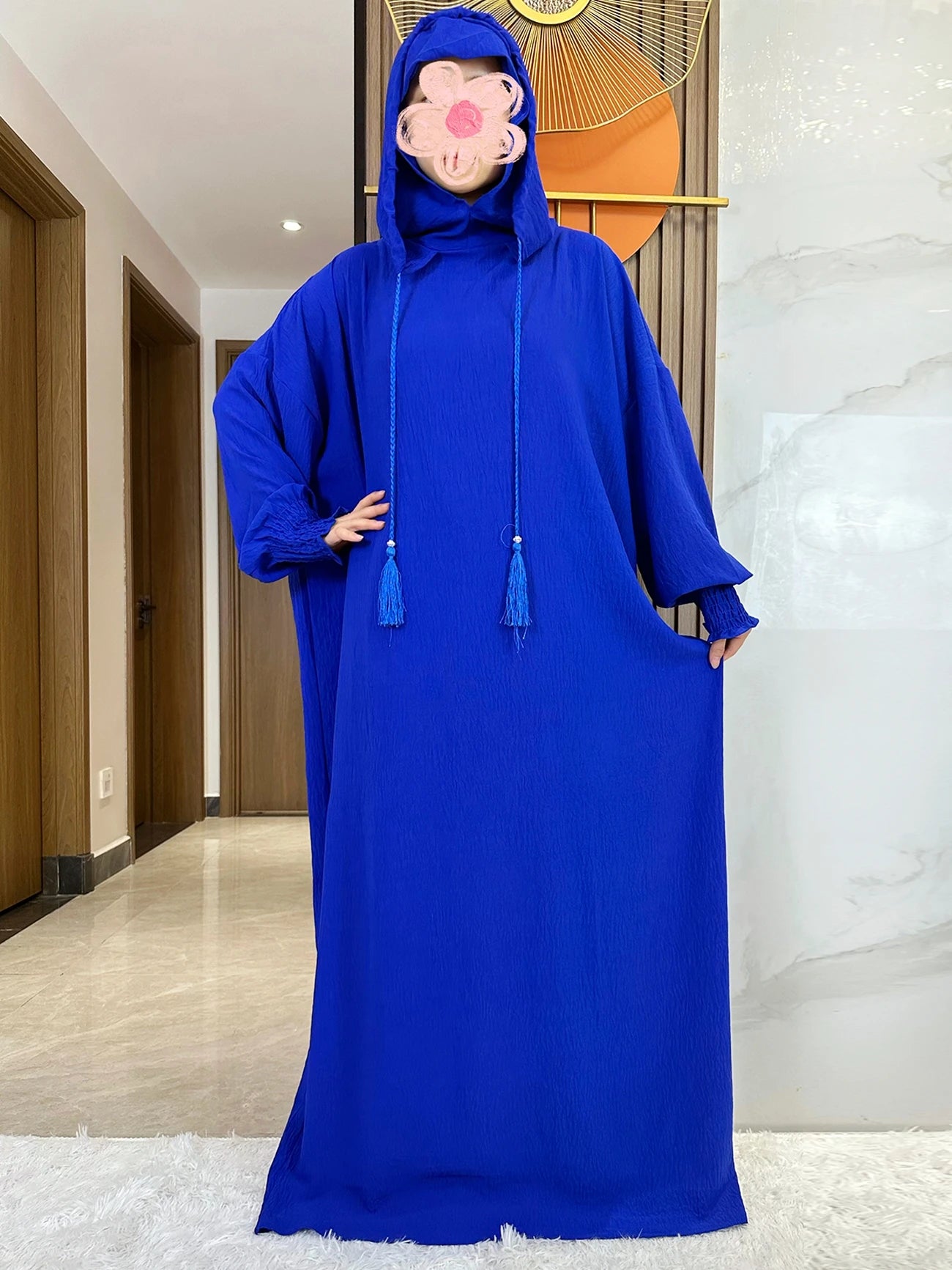 Women Cotton Abayas Muslim Ramadan Prayer Clothing With Hooded Jalaba Solid Casual Batwing Sleeve Arab Oriental Robe Eid Djellab.