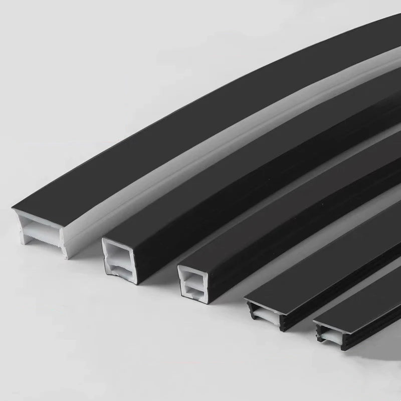 Recessed Black Silicone Tube LED Neon Light Flexible Rope Channel Diffuser WS2811 WS2812B Outdoor Waterproof Ribbon Strip Lights.