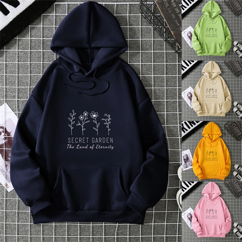 2025, großer Kapuzenpullover mit positiven Gedanken, niedlicher Wildblumen-Pullover mit inspirierendem Slogan, Vintage-Kapuzenpullover für psychische Gesundheit.