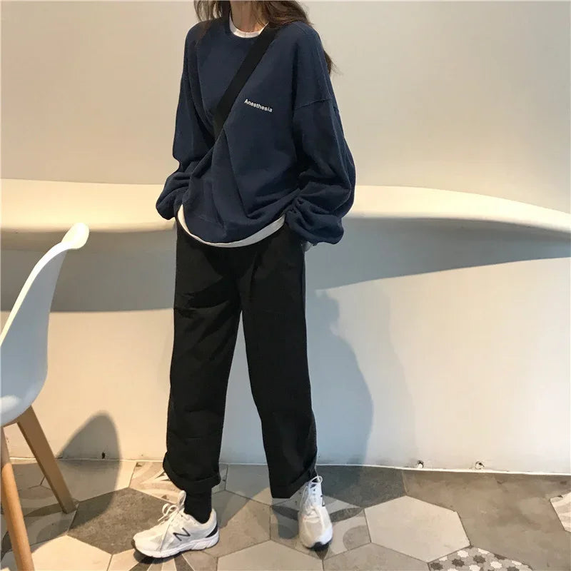 Women Sweatshirts Letter T-shirt Summer Korean Fashion Thin Chic Hoodie Shirt Long Sleeve Top Women's Loose Pullover Y2k Clothes.