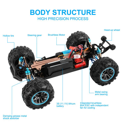 WLtoys  F21A 1:10 80KM/H RC Car 4WD 2.4G Metal Undercarriage Brushless Motor Remote Control High Speed Drift Monster Truck Toy
