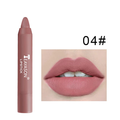 TEAYASON Nude Velvet Matte Lipstick Long Lasting Moisturizing Lip Crayon High Pigment Rotate Lipsticks Pen Woman Cosmetics.
