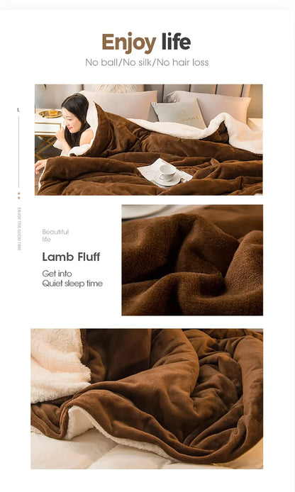 Wool Throw Blanket Keep Warm Winter Bed Blankets Double Sided Queen Duvet Cover Camping Double Bed Cover Bedspread On The Bed.