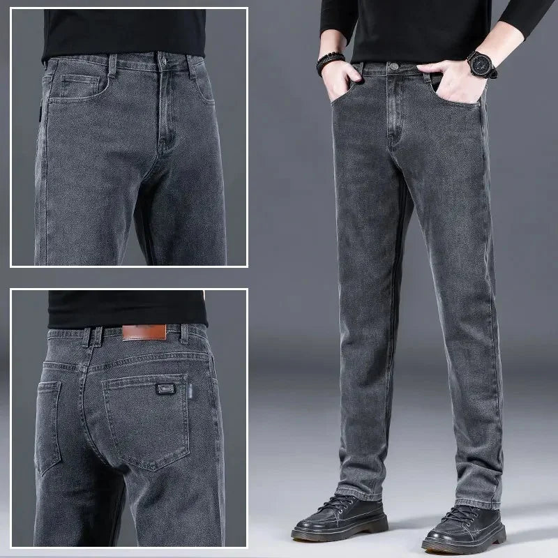 High-End Fashionable Men's Straight Leg Casual Jeans Trendy Loose Fit Autumn Winter New Arrival Versatile Long Trousers.