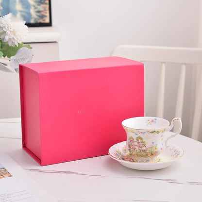 Coffee Cup and Saucer Set Month Flower Mug Bone China Drinking Set Ceramic Cup and Saucer Home Teacup Dessert Saucer Gifts