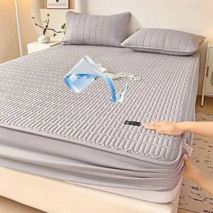 Solstice Waterproof Quilted Mattress Cover - Thickened 매트리스커버 (No Pillowcase), Fits 8-12" Deep Mattress, Home Bed Linen.