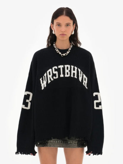 Trendy Lose Brief Jacquard Gestrickte Pullover frauen 2025, Herbst Neue Highstreet Grau Schwarz Weichen Pullover Hottie Vielseitige Stücke.