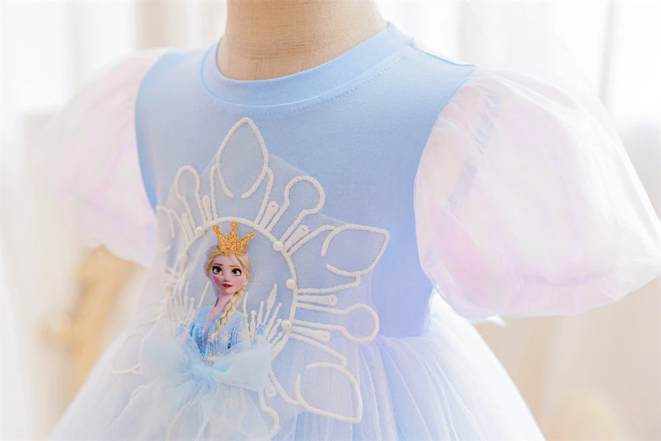 Mädchen Schneekönigin Spitze Schleife Prinzessin Kleid Elsa Cosplay Disney Performance Kleidung Kinder Halloween Karneval Party Fee Outfits.