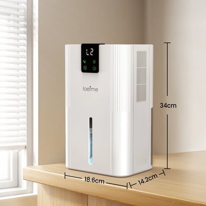 LOEFME 2800mL Air Dehumidifier 650ml/Day Silent Dryer Moisture Eliminator with Touch Display For Home Basement Bathroom Wardrobe.