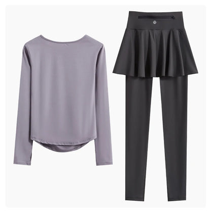 DRUR Autumn Yoga Set 2 Piece Sportswear Outfit Women Long Sleeve Workout Top High Waist Leggings Suit Tennis Sets 2pcs Tracksuit.