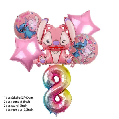 Niedliche Cartoon-Lilo und Stitch-Luftballons, alles Gute zum Geburtstag, Party, Babyparty, Dekorationen, Kindergeschenke, Einweggeschirr.