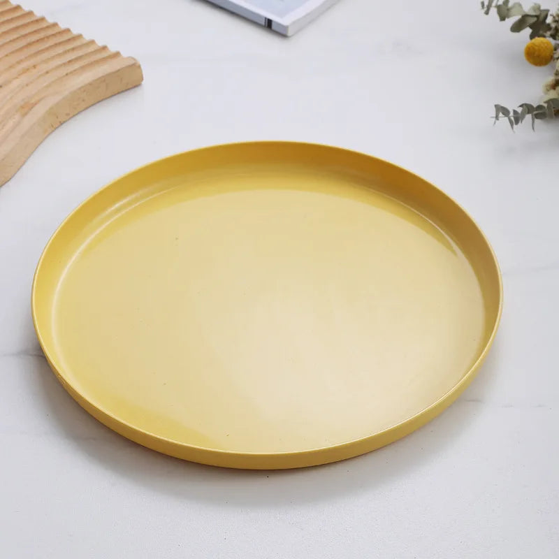 1/4/6PCS Wheat Straw Dinnerware Set Eco-friendly Safety Plates Cups Bowels Home Party Tableware Set Outdoor Camp Candy Colours.