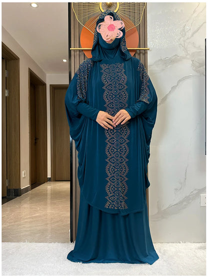 Two Piece Set Dress  Hijab Long Khimar Skirt Sets Islamic Niqab jilbab Women Eid Morocco Muslim Abaya Set Women Prayer Garment