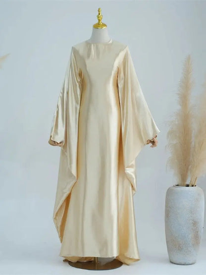 Eid Batwing Satin Shimmer Soft Crepe Abaya Dubai Luxury 2024 Islam Muslim Maxi Kaftan Dress Kebaya Abayas For Women Vestidos
