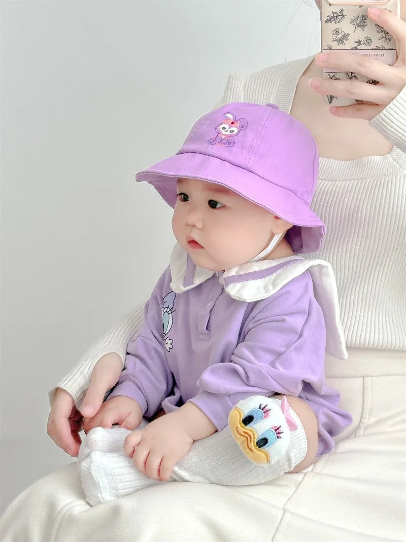 Neugeborenen Baby Strampler Socke Hut 3 stücke Set Cartoon Donald Daisy Ente Kleidung Jungen Mädchen Overall Infant Kurzarm Body k732.