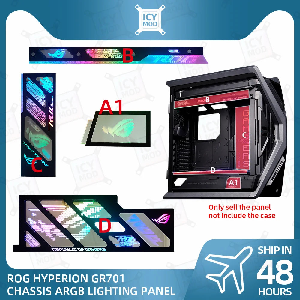 ASUS GR701 Laser Engraving Case Panel ARGB Lighting Plate ROG Strix Helios PC MOD Decorative Light Plate.
