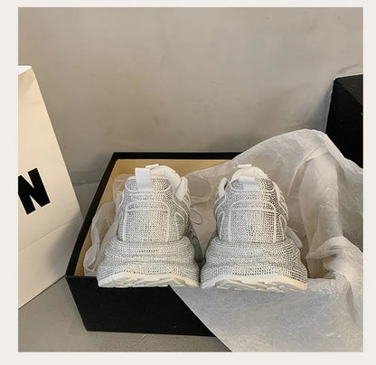 Top Quality Sneakers Women Skate Shoes Rhinestone Women Loafers Platform Fashion Shiny Women's Casual Shoes Crystal Sneaker.