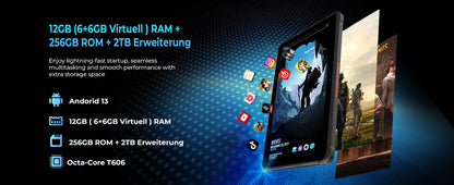 Rugged Tablets HOTWAV R7 12GB(6+6) 256GB 10.1'' 16MP+16MP Android 13.0 15600mAh large battery 20W Dual SIM 4G GPS.