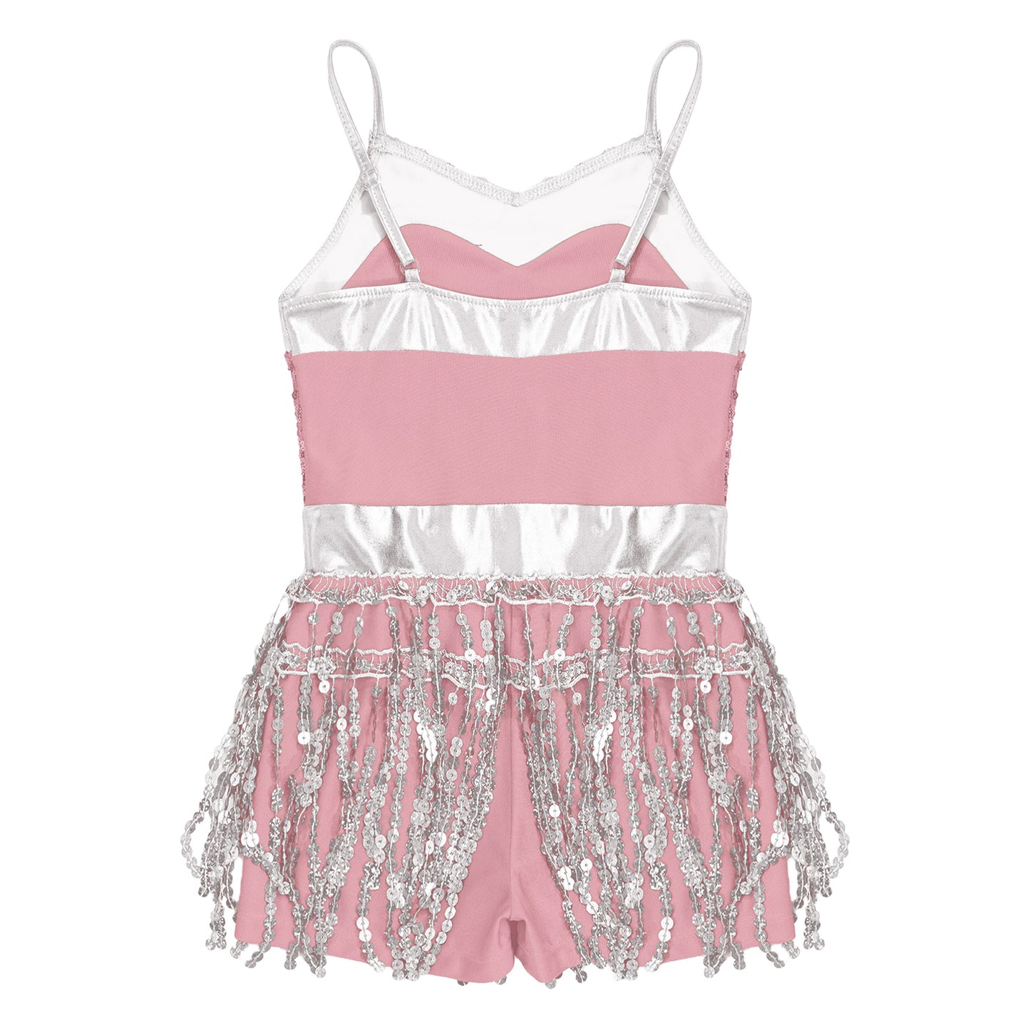 Kinder Mädchen Latin Tanz Kostüm Jazz Samba Cha-Cha Eiskunstlauf Trikot Kleid glänzende Pailletten Quaste Bodysuit für Bühnen performance.