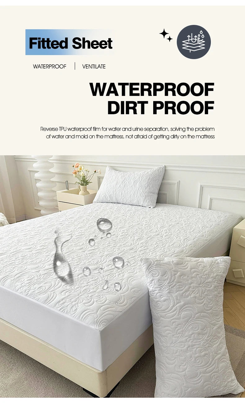Waterproof Mattress Protector Queen King Quilted Thick Mattress Cover Anti-bacterial Fitted Sheet Bed Pad Cover 1pc.