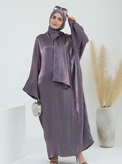 Eid Modest Satin Khimar Abaya Dubai Luxury 2024 Muslim Islam Arabic Abayas For Women Kaftan Hijab Dress Robe Femme Musulmane