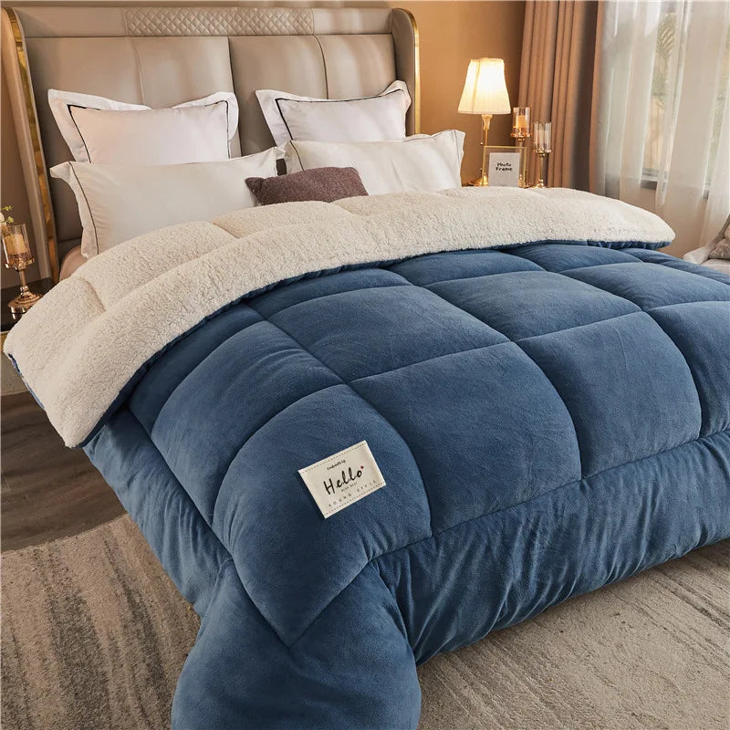 Winter Bedding Thick Quilt Blanket Thickened Warm Flannel Fleece Comforter for Cold Nights Set Bed Duvets Quilts the Blankets.