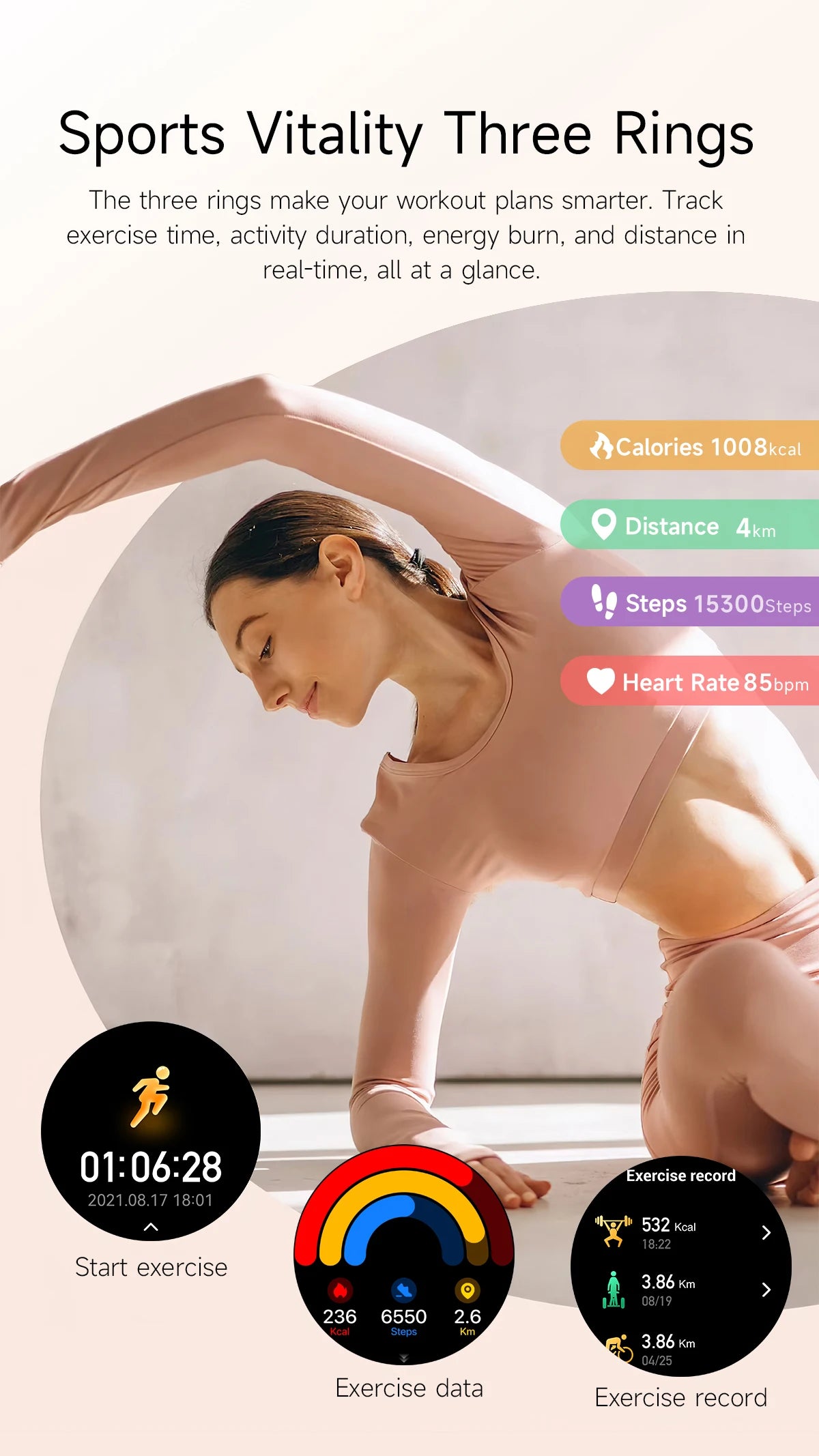 LIGE Luxury 1.19” AMOLED Screen Smart Watch Women Health Monitor Women's Wristwatch Bluetooth Call Waterproof Ladies Smartwatch.