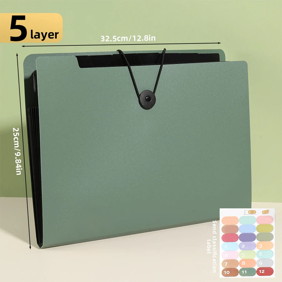 Three Colors Horizontal A4 Folder Students Office Business Trip Multi-layer Large Capacity 5/8/13 Layers Storage Organ Bag.