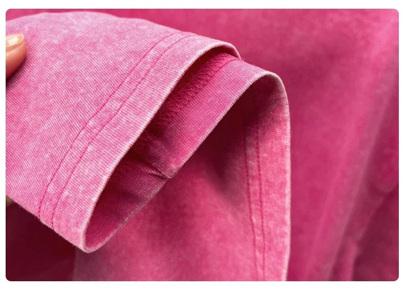 Personality washed vintage short sleeve T-shirt high-end 100% pure cotton men fashion round neck comfort lightweight casual top