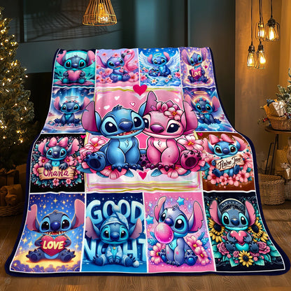 Lilo & Stitch, Stitch Printed Sofa Soft Warm Flannel Throw Blanket.Office,Camping,Picnic,Outdoors,Nap Cape,Bedroom Blankets..