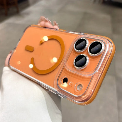 Glass Camera Protector Case for iPhone 17 13 14 15 16 Pro Max 16 Plus Magsafe Case Anti-knock Shockproof Clear 17Air 17Pro Cover.